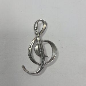 Treble Clef Religious Music Note 925 Sterling Silver Pendant Palms 100:1